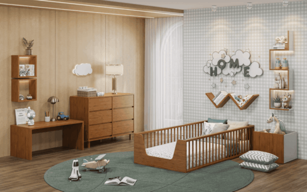 Um espaço, muitos momentos: Como o ambiente do bebê acompanha a rotina do dia.